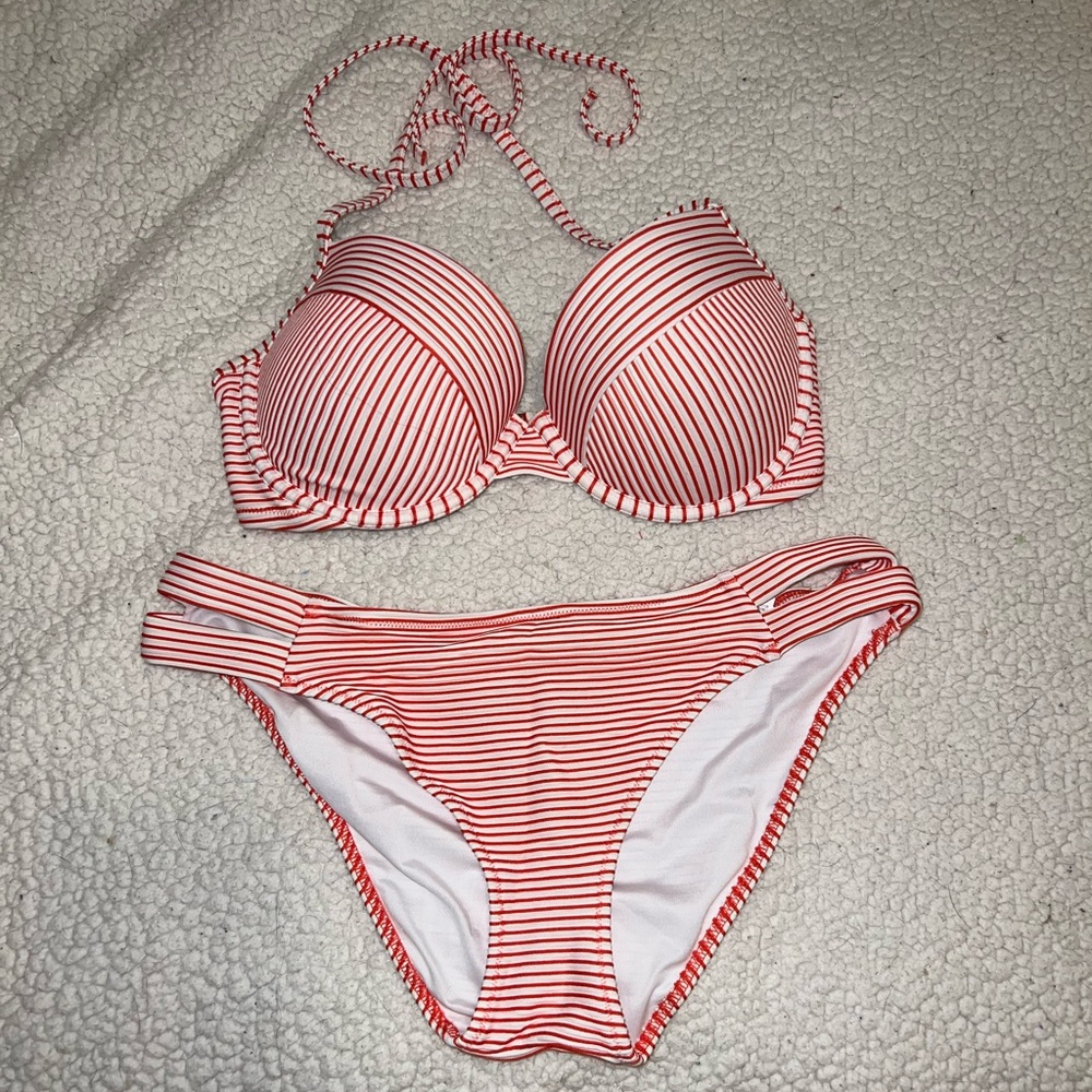 Women’s Red/White striped bikini set
